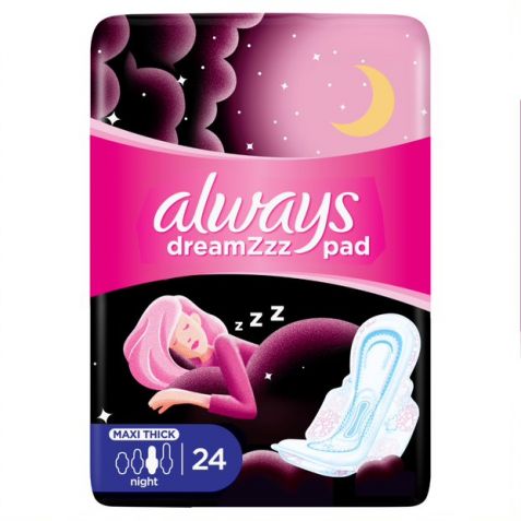 ALWAYS THICK SENSITIVE NIGHT PADS LONG, 24 COUNT