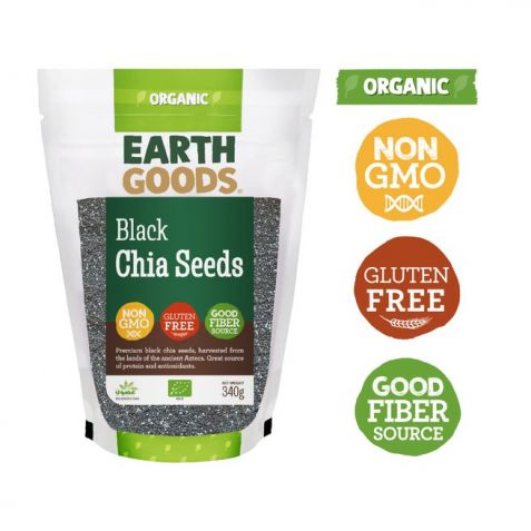 EARTH GOODS ORGANIC BLACK CHIA SEEDS, GLUTEN-FREE 340GM