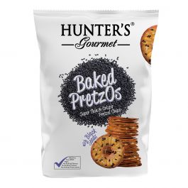 HUNTER'S GOURMET BAKED PRETZOS BLACK SEED 180GM Online | Waynik By Safco