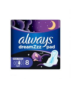 ALWAYS DRY AND COMFORT NIGHT SANITARY PADS, LARGE, 8 COUNT