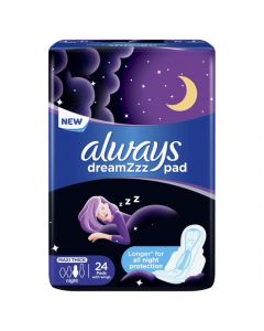 ALWAYS DRY AND COMFORT NIGHT SANITARY PADS, LARGE, 24 COUNT