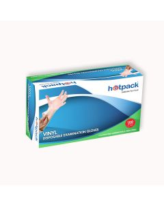 HOTPACK-POWDER FREE VINYL GLOVES  - MEDIUM-100PCS