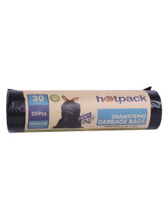 HOTPACK DRAWSTRING GARBAGE BAG ROLL HEAVY DUTY  60X90 CM -20 PCS-30GALLON