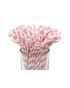 SUPER TOUCH BENDY PAPER STRAW PINK STRIPE (6X197MM) 25X100PC