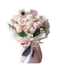12 PINK ROSES BOUQUET