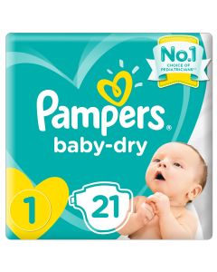 Pampers New Baby-Dry Diapers, Size 1,Newborn,2-5kg, Carry Pack,21 count