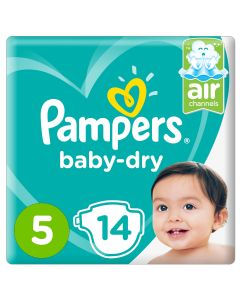 Pampers Baby-Dry Diapers,Size 5, Junior,11-16kg, Carry Pack,14 COUNT