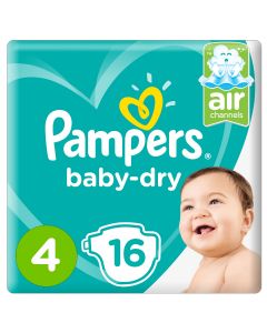 PAMPERS BABY-DRY DIAPERS, SIZE 4,MAXI, 9-14KG,CARRY PACK,16 COUNT