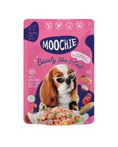 Moochie Dog Food Casserole with Salmon - Beauty Skin & Coat Pouch 12 x 85g 