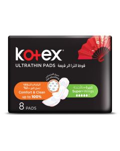 KOTEX ULTRA-THIN PADS SUPER WITH WINGS 8 SANITARY PADS