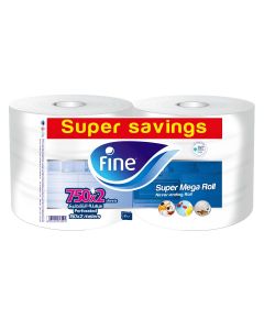 Fine, Paper Towel, Mega Roll, 750 Sheets, 2 Ply - Pack of 2