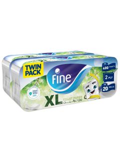 Fine, Toilet Paper, Extra Long, 400 sheets x2 Ply, pack of 20 rolls, Twin Pack