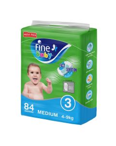 Fine Baby Diapers, Size 3, Medium 4-9kg, Mega Pack of 84 diapers