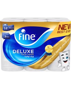 Fine Toilet paper  Deluxe 140 sheets, 3 ply 12 rolls