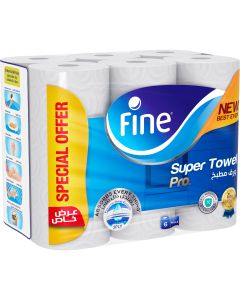 Fine Towel Household Super Towel PRO 60 Sheets 3 Plies - 6 rolls