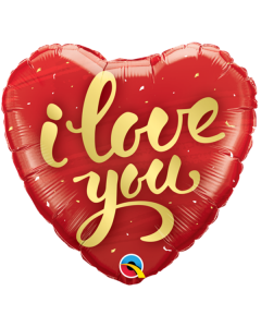 QUALATEX I LOVE YOU GOLD SCRIPT HEART SHAPE