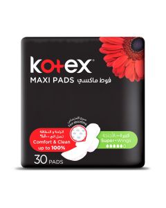 KOTEX MAXI PADS SUPER WITH WINGS 30 SANITARY PADS
