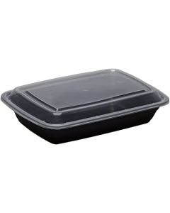 SUPER TOUCH-HD MICRO CONTAINER RECTANGLE BLACK 28OZ W/LID 150PC