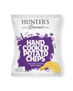 HUNTER'S HAND COOKED POTATO CHIPS SEA SALT & CRUSHED BLACK PEPPER 125 GM