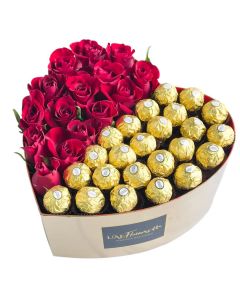 HEART SHAPED Flowers & Chocolate In Box