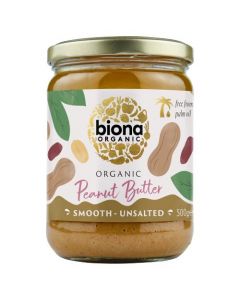 BIONA ORGANIC PEANUT BUTTER SMOOTH UNSALTED 500GM