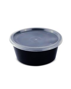SUPER TOUCH BLACK MICRO CONTAINER ROUND 12 OZ WITH CLEAR LIDS 1 X 250