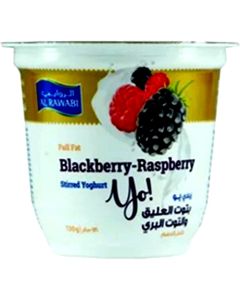 AL RAWABI SINGLE POT BLACKBERRY/ RASPBERRY YOGHURT 130GM