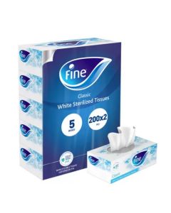 FINE FACIAL TISSUES CLASSIC 150X2 PLY WHITE TISSUES PACK OF 5 BOXES, 750 TISSUES