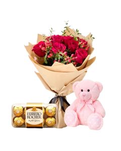 Flowers, Ferrero & Teddy Bear