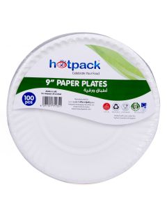 Hotpack- paper plate 9”  - 100pcs