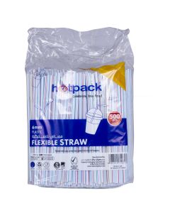 Hotpack-flexible straw  6mm, 500pcs