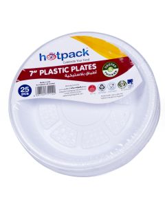 Hotpack-plastic round plate 7”  – 25pcs