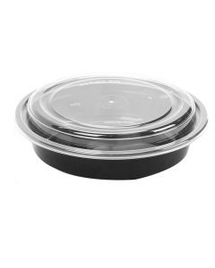 SUPER TOUCH-HD MICRO CONTAINER ROUND BLACK 24 OZ (RO24) W/LID 150PC