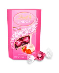 LINDT LINDOR STRAWBERRY & CREAM CORNET 200GM