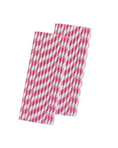 SUPERTOUCH PAPER STRAW PINK STRIPE 6X197MM 25X100