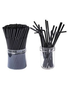SUPER TOUCH PLA BLACK FLEXIBLE STRAW WRAPPED 6X230MM 20X150