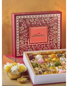 MY GOVINDAS SWEETS PREMIUM IN FANCY BOX 30PCS (RED & GOLD)- 1KG
