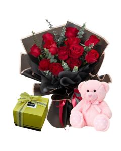 Roses Bouquet, Teddy & Patchi