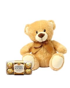 Small Teddy With 16 Pcs Ferrero Rocher
