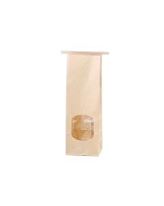 KRAF TOUCH TIN TIE SOS BROWN PAPER BAG W/ WINDOW(90X60X265) SMALL 500PC