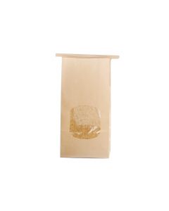KRAF TOUCH TIN TIE SOS BROWN PAPER BAG W/ WINDOW(120X 65X245) MEDIUM