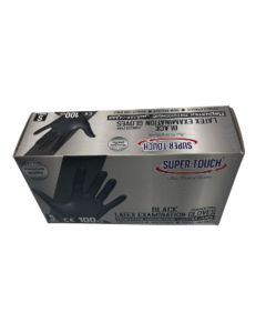 SUPER TOUCH BLACK LATEX GLOVES POWDER FREE (S) 10X100PC