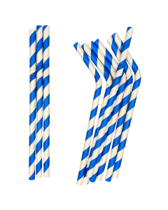 SUPER TOUCH BENDY PAPER STRAW BLUE STRIPE (6X197MM) 25X100PC