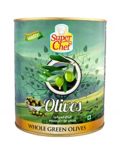 SUPERCHEF GREEN WHOLE  OLIVES 3KG